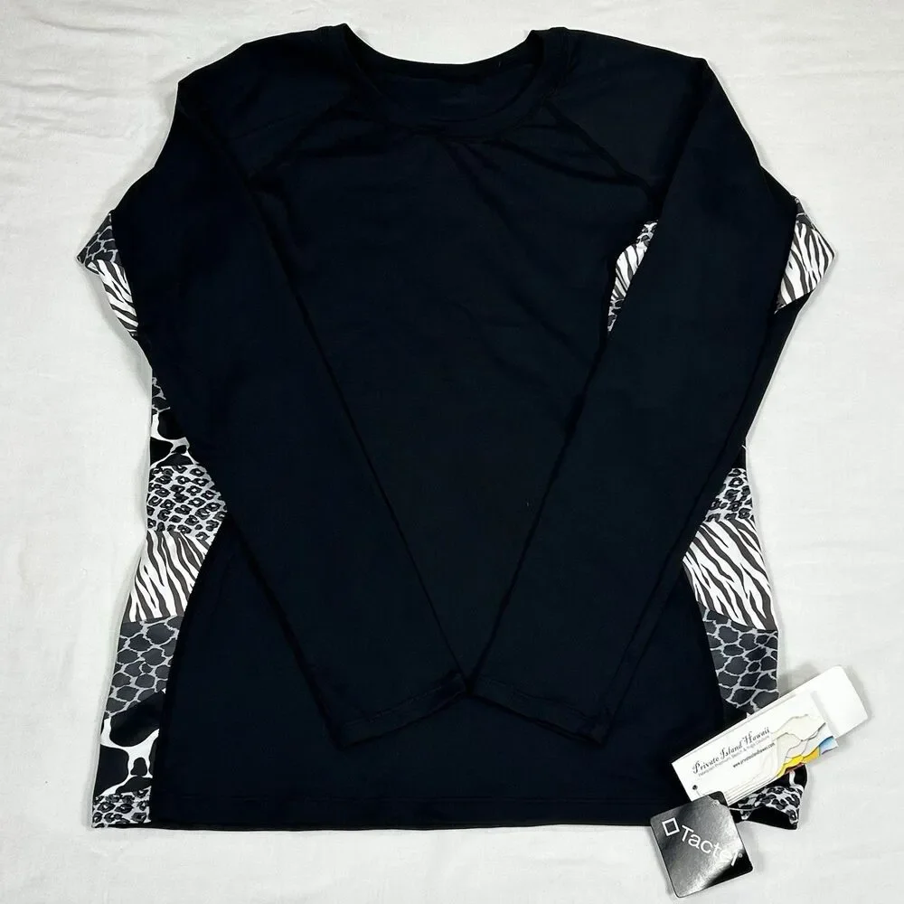 Private Island Hawaii Women Rash Guard Swimsuit Top Long Sleeve Shirt Yoga Beach